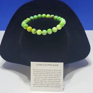 Vintage Natural Chrysoprase Green Beaded Bracelet for Happiness